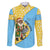 Saint Lucia Christmas Family Matching Long Sleeve Bodycon Dress and Hawaiian Shirt with Steelpan Santa Floral Pattern and Flag - Wonder Print Shop