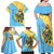 Saint Lucia Christmas Family Matching Off Shoulder Maxi Dress and Hawaiian Shirt with Steelpan Santa Floral Pattern and Flag - Wonder Print Shop