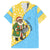 Saint Lucia Christmas Family Matching Off Shoulder Maxi Dress and Hawaiian Shirt with Steelpan Santa Floral Pattern and Flag - Wonder Print Shop
