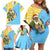 Saint Lucia Christmas Family Matching Off Shoulder Short Dress and Hawaiian Shirt with Steelpan Santa Floral Pattern and Flag - Wonder Print Shop