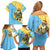Saint Lucia Christmas Family Matching Off Shoulder Short Dress and Hawaiian Shirt with Steelpan Santa Floral Pattern and Flag - Wonder Print Shop