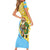Saint Lucia Christmas Family Matching Short Sleeve Bodycon Dress and Hawaiian Shirt with Steelpan Santa Floral Pattern and Flag - Wonder Print Shop