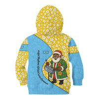 Saint Lucia Christmas Kid Hoodie with Steelpan Santa Floral Pattern and Flag - Wonder Print Shop