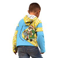 Saint Lucia Christmas Kid Hoodie with Steelpan Santa Floral Pattern and Flag - Wonder Print Shop