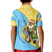 Saint Lucia Christmas Kid Polo Shirt with Steelpan Santa Floral Pattern and Flag - Wonder Print Shop