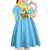 Saint Lucia Christmas Kid Short Sleeve Dress with Steelpan Santa Floral Pattern and Flag - Wonder Print Shop