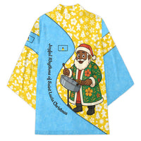 Saint Lucia Christmas Kimono with Steelpan Santa Floral Pattern and Flag - Wonder Print Shop