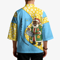 Saint Lucia Christmas Kimono with Steelpan Santa Floral Pattern and Flag - Wonder Print Shop