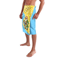 Saint Lucia Christmas Lavalava with Steelpan Santa Floral Pattern and Flag - Wonder Print Shop