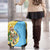 Saint Lucia Christmas Luggage Cover with Steelpan Santa Floral Pattern and Flag - Wonder Print Shop