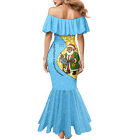 Saint Lucia Christmas Mermaid Dress with Steelpan Santa Floral Pattern and Flag - Wonder Print Shop