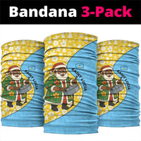 Saint Lucia Christmas Neck Gaiter with Steelpan Santa Floral Pattern and Flag - Wonder Print Shop