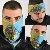 Saint Lucia Christmas Neck Gaiter with Steelpan Santa Floral Pattern and Flag - Wonder Print Shop