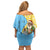 Saint Lucia Christmas Off Shoulder Short Dress with Steelpan Santa Floral Pattern and Flag - Wonder Print Shop