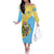 Saint Lucia Christmas Off The Shoulder Long Sleeve Dress with Steelpan Santa Floral Pattern and Flag - Wonder Print Shop