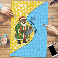 Saint Lucia Christmas Puzzle with Steelpan Santa Floral Pattern and Flag - Wonder Print Shop