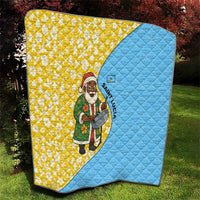 Saint Lucia Christmas Quilt with Steelpan Santa Floral Pattern and Flag - Wonder Print Shop