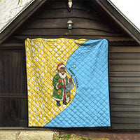 Saint Lucia Christmas Quilt with Steelpan Santa Floral Pattern and Flag - Wonder Print Shop