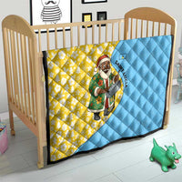 Saint Lucia Christmas Quilt with Steelpan Santa Floral Pattern and Flag - Wonder Print Shop