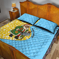 Saint Lucia Christmas Quilt Bed Set with Steelpan Santa Floral Pattern and Flag - Wonder Print Shop