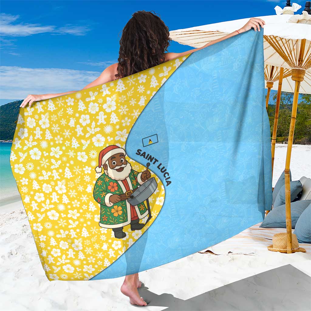 Saint Lucia Christmas Sarong with Steelpan Santa Floral Pattern and Flag - Wonder Print Shop