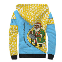 Saint Lucia Christmas Sherpa Hoodie with Steelpan Santa Floral Pattern and Flag - Wonder Print Shop