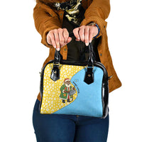 Saint Lucia Christmas Shoulder Handbag with Steelpan Santa Floral Pattern and Flag - Wonder Print Shop