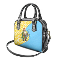 Saint Lucia Christmas Shoulder Handbag with Steelpan Santa Floral Pattern and Flag - Wonder Print Shop