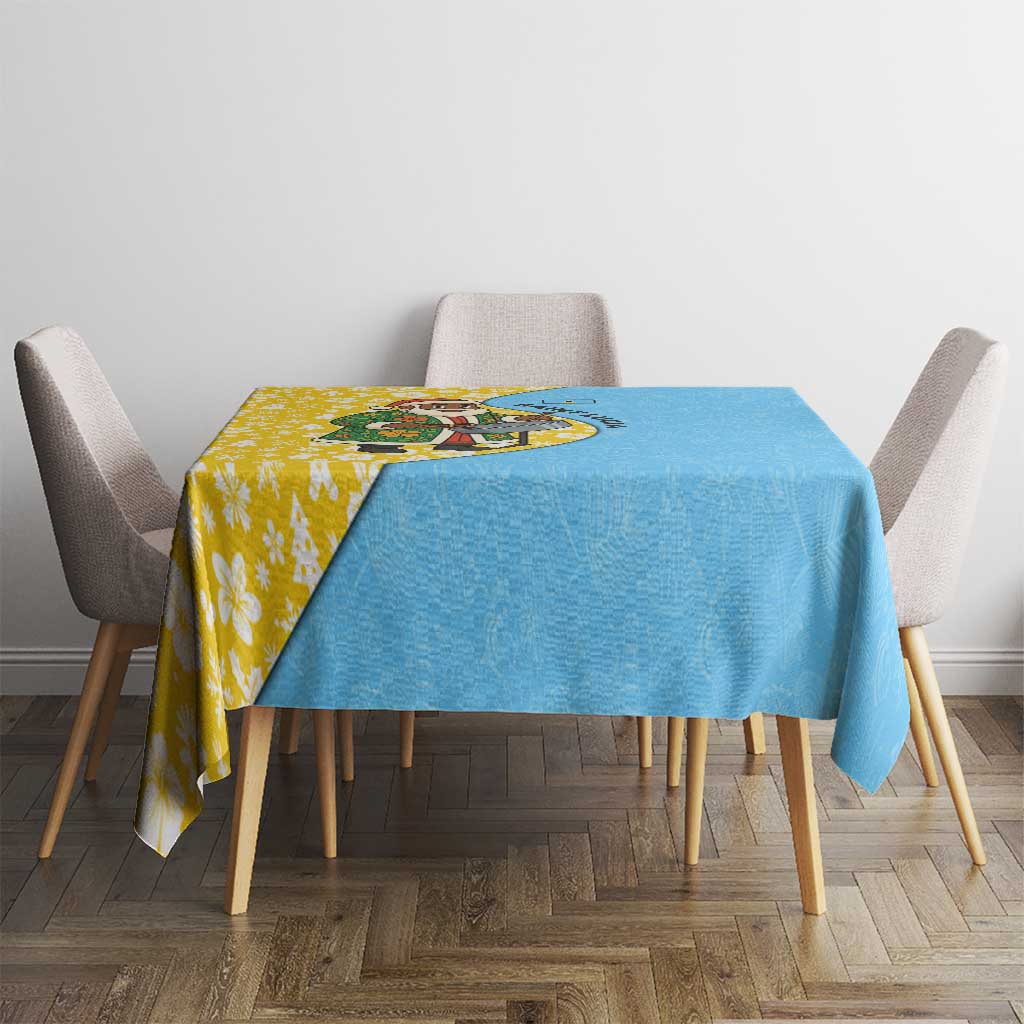 Saint Lucia Christmas Tablecloth with Steelpan Santa Floral Pattern and Flag - Wonder Print Shop
