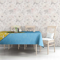 Saint Lucia Christmas Tablecloth with Steelpan Santa Floral Pattern and Flag - Wonder Print Shop