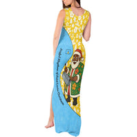 Saint Lucia Christmas Tank Maxi Dress with Steelpan Santa Floral Pattern and Flag - Wonder Print Shop