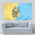 Saint Lucia Christmas Tapestry with Steelpan Santa Floral Pattern and Flag - Wonder Print Shop