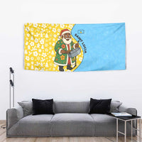Saint Lucia Christmas Tapestry with Steelpan Santa Floral Pattern and Flag - Wonder Print Shop