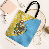 Saint Lucia Christmas Tote Bag with Steelpan Santa Floral Pattern and Flag - Wonder Print Shop
