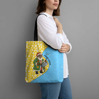 Saint Lucia Christmas Tote Bag with Steelpan Santa Floral Pattern and Flag - Wonder Print Shop