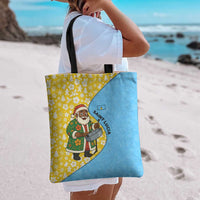 Saint Lucia Christmas Tote Bag with Steelpan Santa Floral Pattern and Flag - Wonder Print Shop