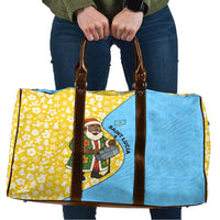 Saint Lucia Christmas Travel Bag with Steelpan Santa Floral Pattern and Flag - Wonder Print Shop