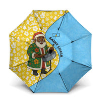 Saint Lucia Christmas Umbrella with Steelpan Santa Floral Pattern and Flag - Wonder Print Shop
