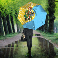 Saint Lucia Christmas Umbrella with Steelpan Santa Floral Pattern and Flag - Wonder Print Shop