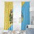 Saint Lucia Christmas Window Curtain with Steelpan Santa Floral Pattern and Flag - Wonder Print Shop