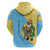 Saint Lucia Christmas Zip Hoodie with Steelpan Santa Floral Pattern and Flag - Wonder Print Shop