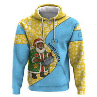 Saint Lucia Christmas Zip Hoodie with Steelpan Santa Floral Pattern and Flag - Wonder Print Shop