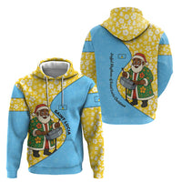Saint Lucia Christmas Zip Hoodie with Steelpan Santa Floral Pattern and Flag - Wonder Print Shop