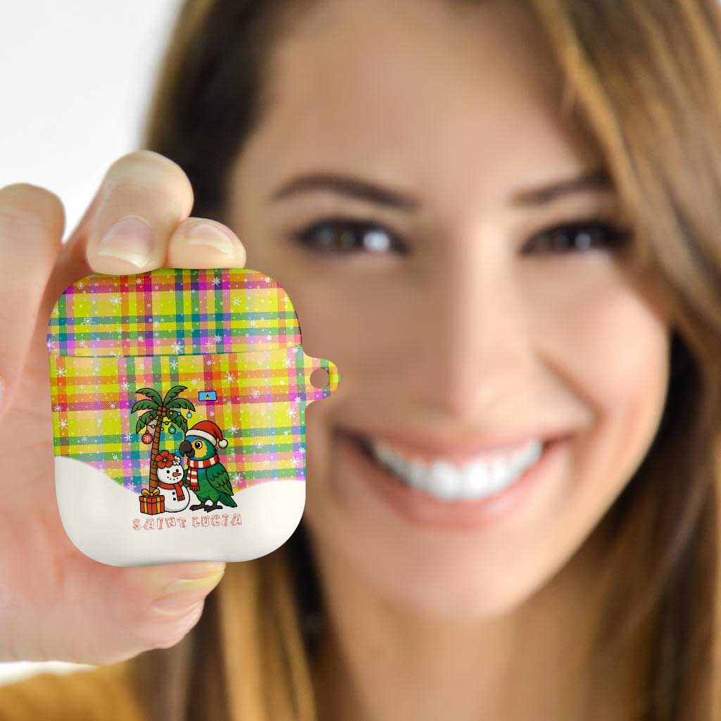 Saint Lucia Christmas AirPods Case with Parrot Palm Tree Snowman and Plaid Holiday - Wonder Print Shop
