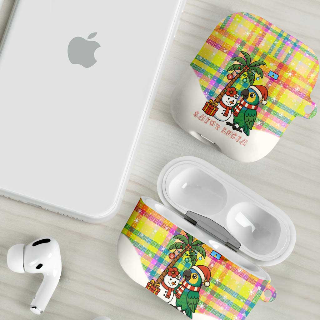 Saint Lucia Christmas AirPods Case with Parrot Palm Tree Snowman and Plaid Holiday - Wonder Print Shop
