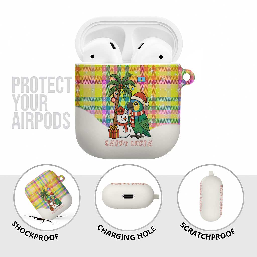Saint Lucia Christmas AirPods Case with Parrot Palm Tree Snowman and Plaid Holiday - Wonder Print Shop