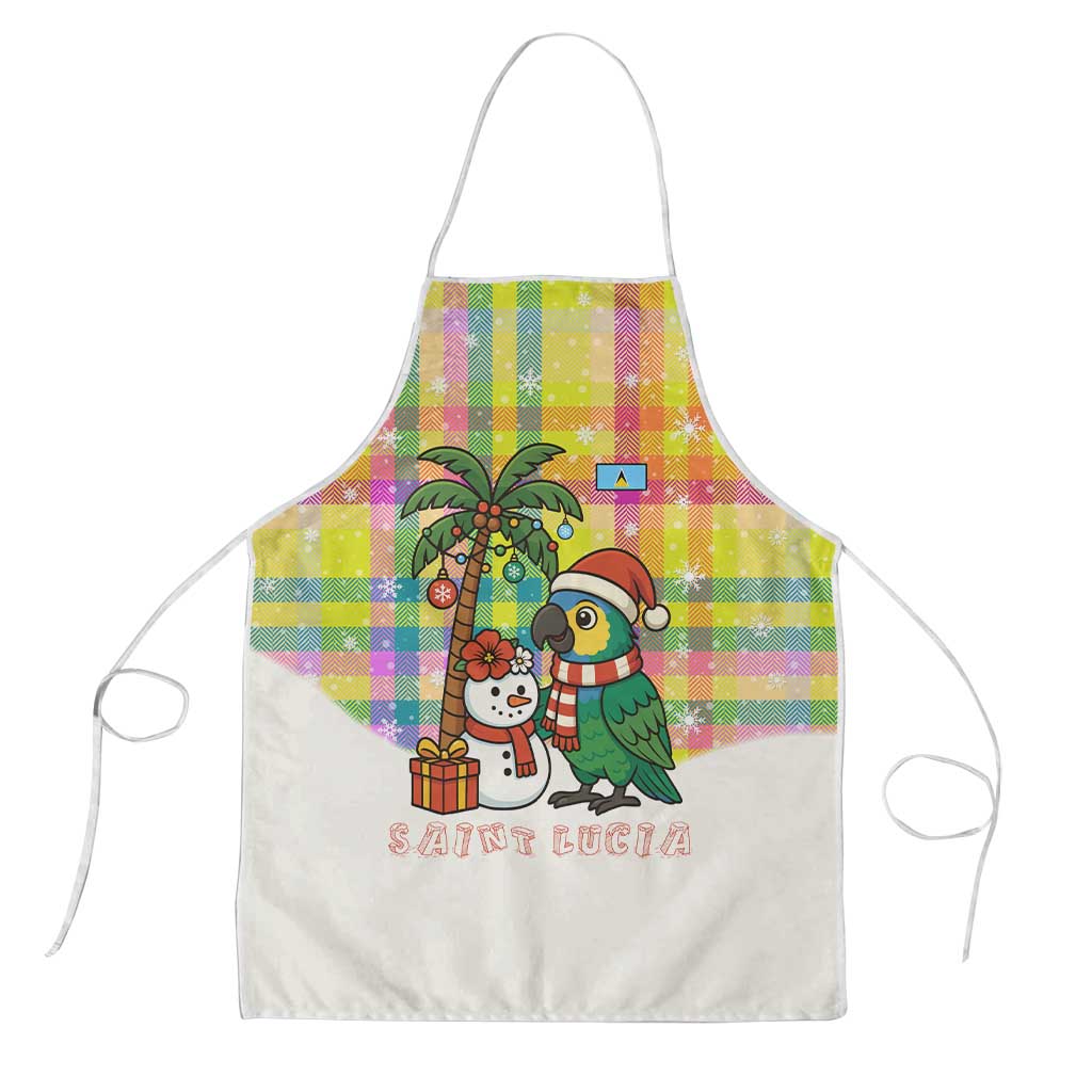 Saint Lucia Christmas Apron with Parrot Palm Tree Snowman and Plaid Holiday - Wonder Print Shop