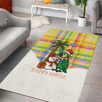Saint Lucia Christmas Area Rug with Parrot Palm Tree Snowman and Plaid Holiday - Wonder Print Shop