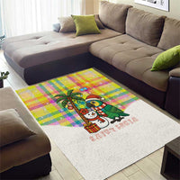 Saint Lucia Christmas Area Rug with Parrot Palm Tree Snowman and Plaid Holiday - Wonder Print Shop