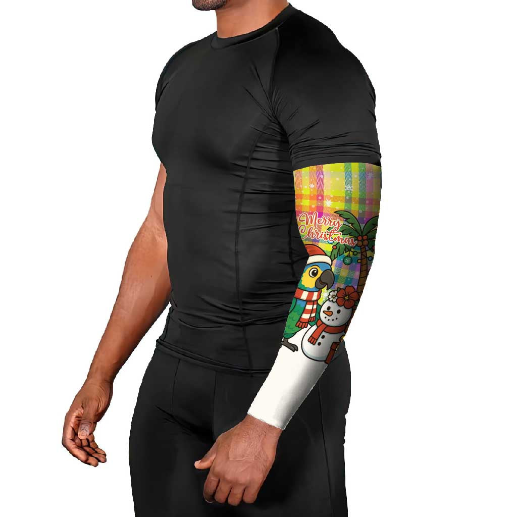 Saint Lucia Christmas Arm Sleeves with Parrot Palm Tree Snowman and Plaid Holiday - Wonder Print Shop